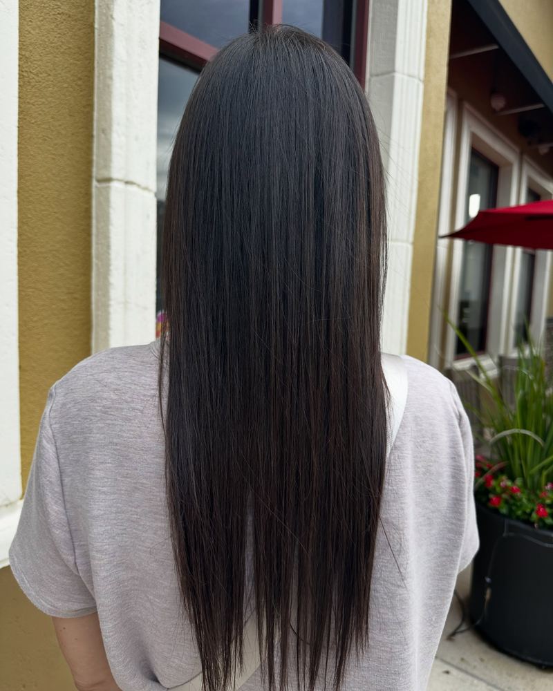 Hair after nanoplasty, seen from behind